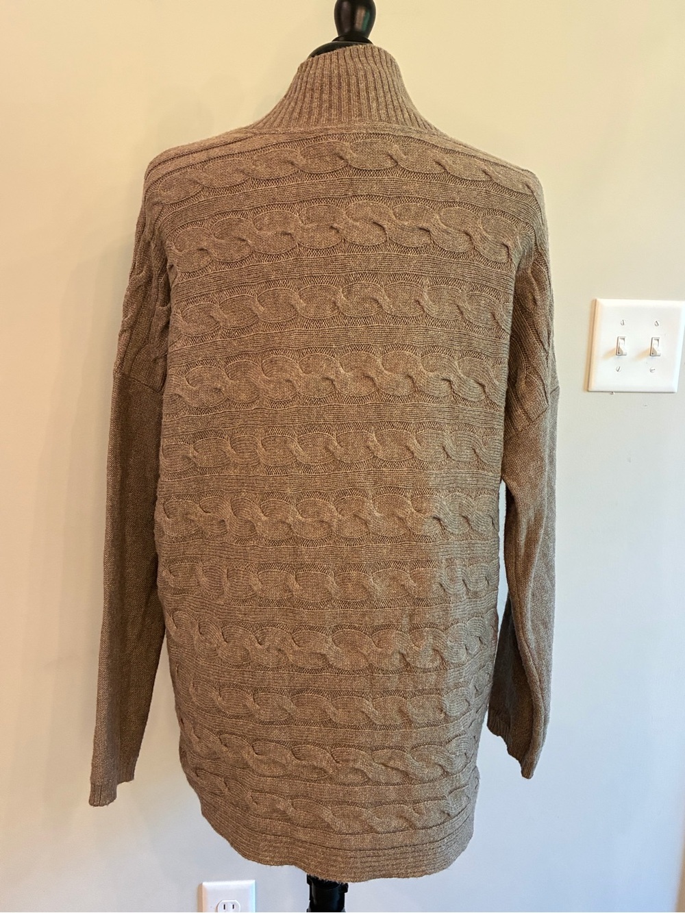 J. Jill Cable Knit Mock Turtleneck Sweater - Taupe - Picture 3 of 7